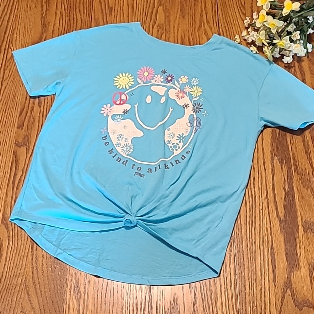 Justice Be Kind Tie Front Shirt - Girls Large